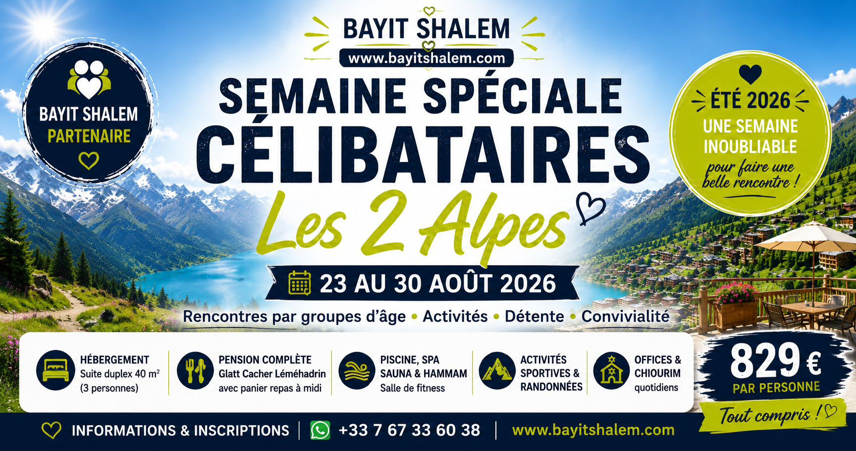 Semaine célibataires Les 2 Alpes 2026 | Bayit Shalem